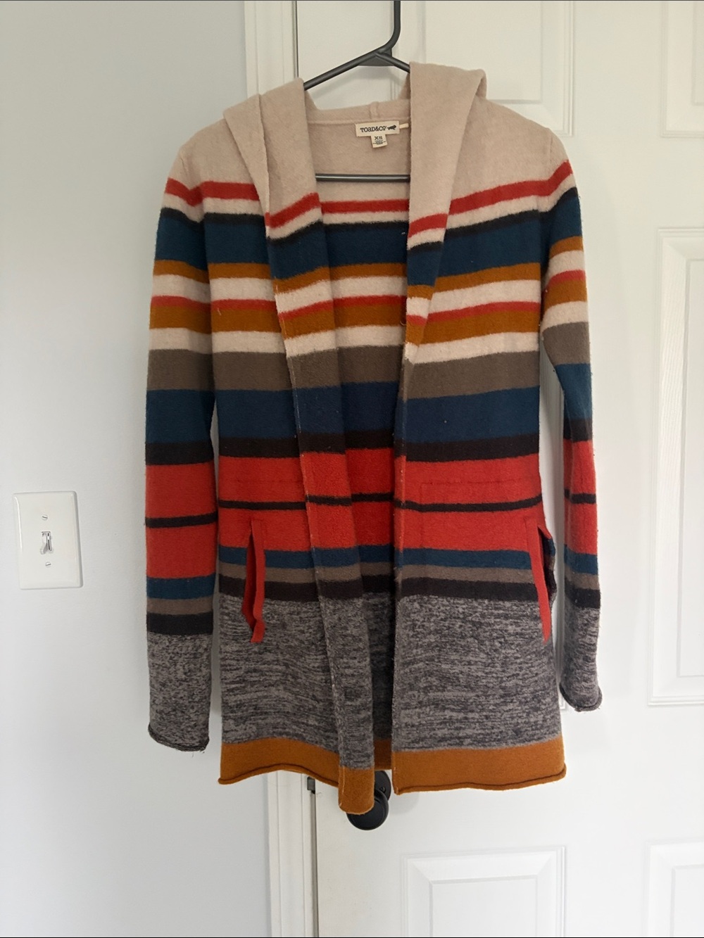 Torrid Multicolor Striped Hooded Cardigan Sweater